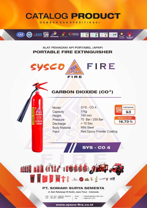 APAR CO₂, Alat Pemadam Kebakaran, Tabung Pemadam Api, APAR Karbon Dioksida, APAR Sysco Fire, Alat Pemadam Api Portabel, Fire Extinguisher CO2