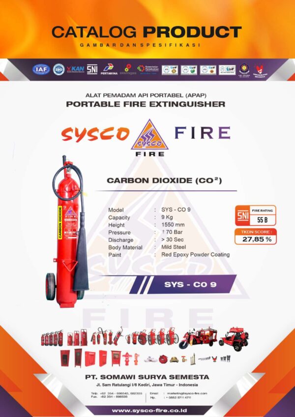 portablefireextinguisher, syscofire, carbondioxidefireextinguisher, fireprotection, firefightingequipment, safetysolutions, emergencypreparedness, apar 9 Kg Carbon Dioxide CO², alat pemadam api 9 Kg Carbon Dioxide CO²