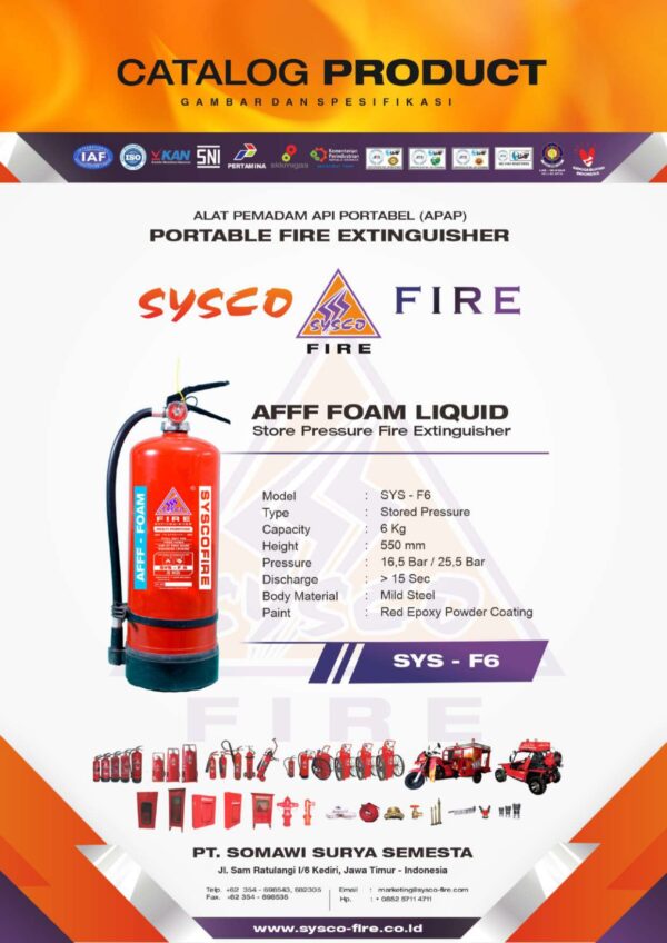 portablefireextinguisher, syscofire, afffoamliquid, fireprotection, firefightingequipment, safetysolutions, emergencypreparedness, alat pemadam api 6 Kg Foam Liquid Vendor Pertamina, Apar 6 Kg Foam Liquid Vendor Pertamina