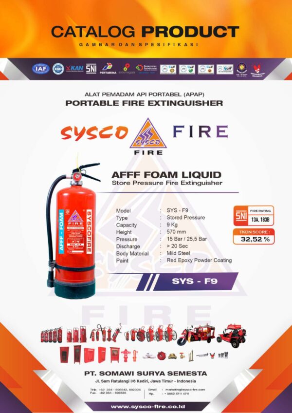 apar 9 Kg foam liquid, alat pemadam api 9 Kg Foam Liquid , portablefireextinguisher, syscofire, afffoamliquid, fireprotection, firefightingequipment, safetysolutions, emergencypreparedness
