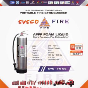 apar 9 kg foam liquid (aff), ,PortableFireExtinguisher, AFFFfoamLiquid, FireSafetyEquipment,SyscoFire, FireProtection