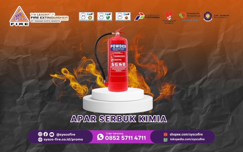 Penggunaan Alat Pemadam Api berbahan kimia kering (dry chemical) serbaguna untuk kebakaran kelas A, B, dan C, bekerja dengan mengganggu reaksi kimia pada proses pembakaran.