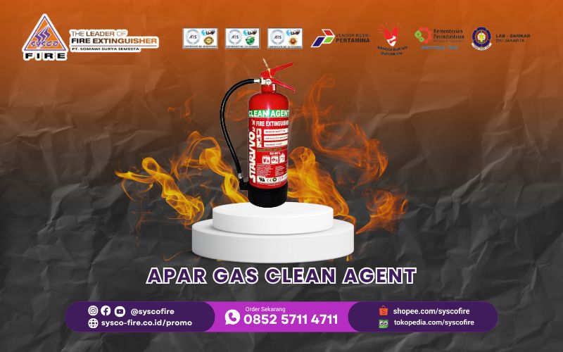 APAR Gas Clean Agent ramah lingkungan, cocok untuk perlindungan ruangan dengan peralatan elektronik sensitif