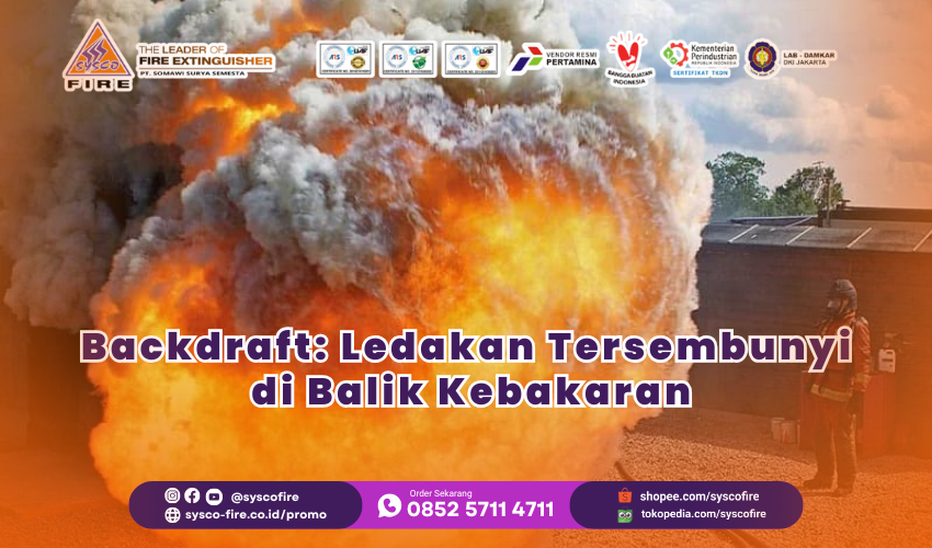 Fenomena Backdraft dalam kebakaran yang terjadi akibat masuknya oksigen secara tiba-tiba ke dalam ruangan tertutup