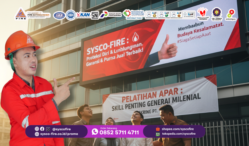 pelatihan apar, training apar milenial, sertifikasi apar, biaya pelatihan apar, apar sysco fire, keselamatan kerja, budaya kerja modern