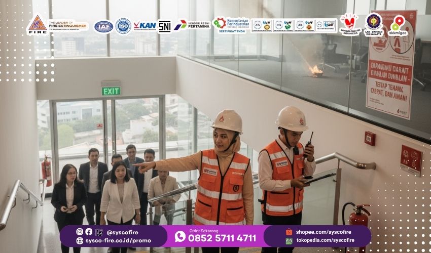 SimulasiKebakaranGedung, FireDrill, EvakuasiDarurat, KeselamatanKerja, K3GedungBertingkat, TanggapDarurat, ProteksiKebakaran