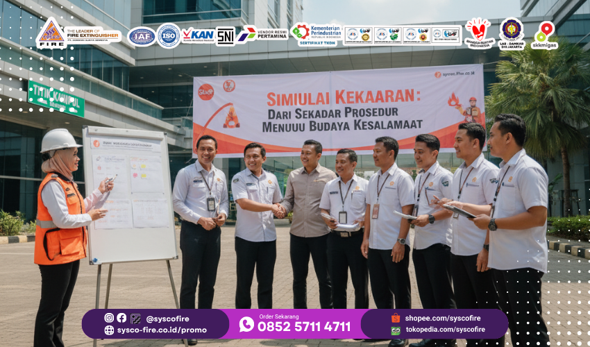 SimulasiKebakaranGedung, FireDrill, EvakuasiDarurat, KeselamatanKerja, K3GedungBertingkat, TanggapDarurat, ProteksiKebakaran